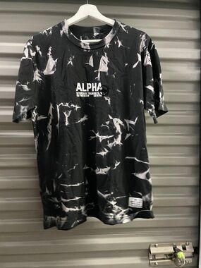 Alpha Industries Black & White Tie-Dye Logo Short Sleeve Tee